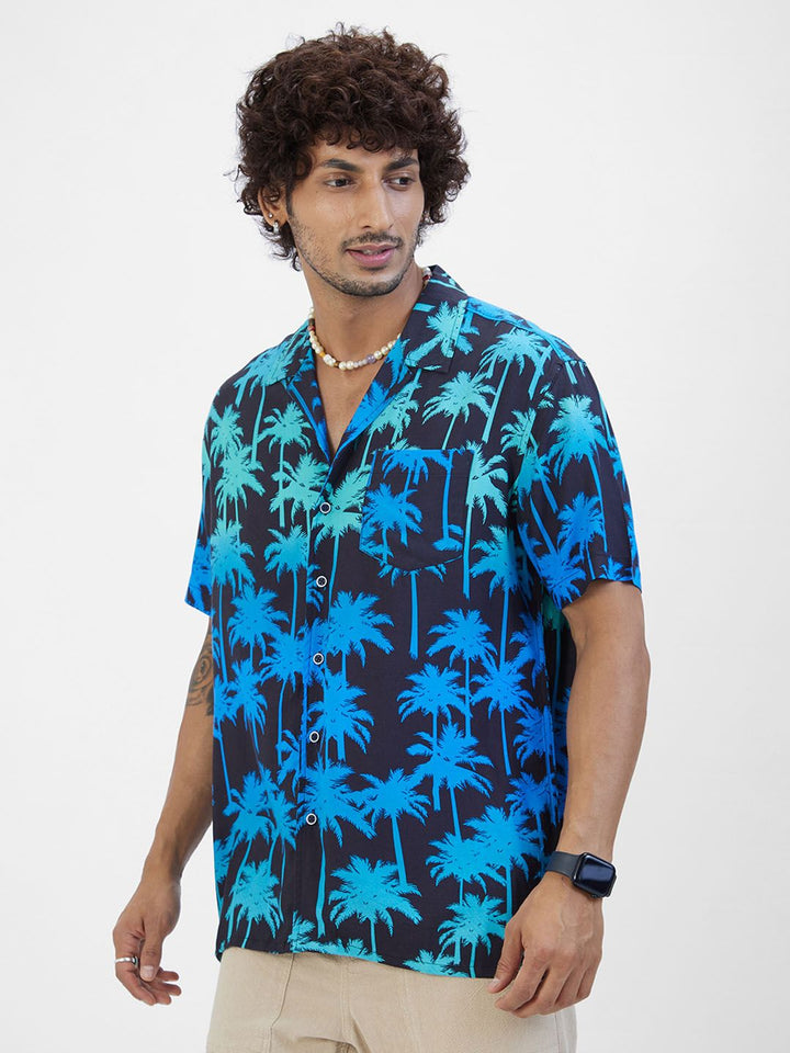 VASTRADO Classic Floral Printed Cuban Collar Oversized Casual Shirt