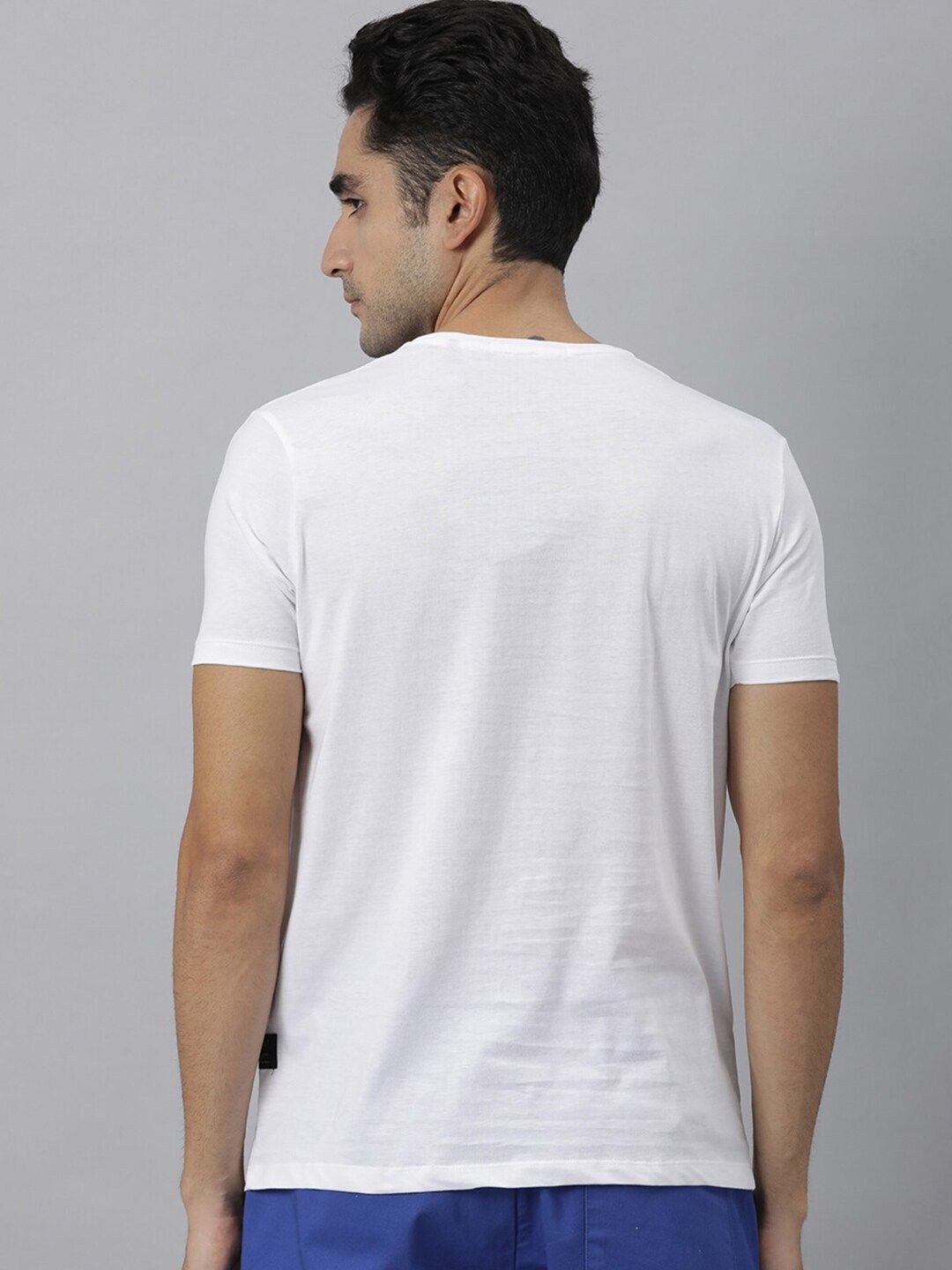 RARE RABBIT Men Brad Graphic Printed Pure Cotton Slim Fit T-Shirt