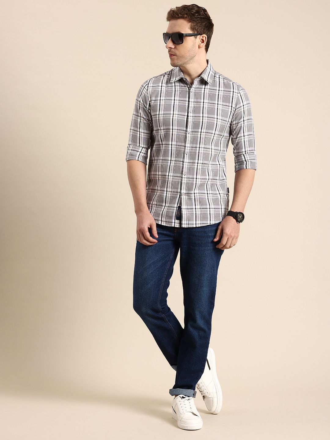 Being Human Pure Cotton Checked Casual Shirt