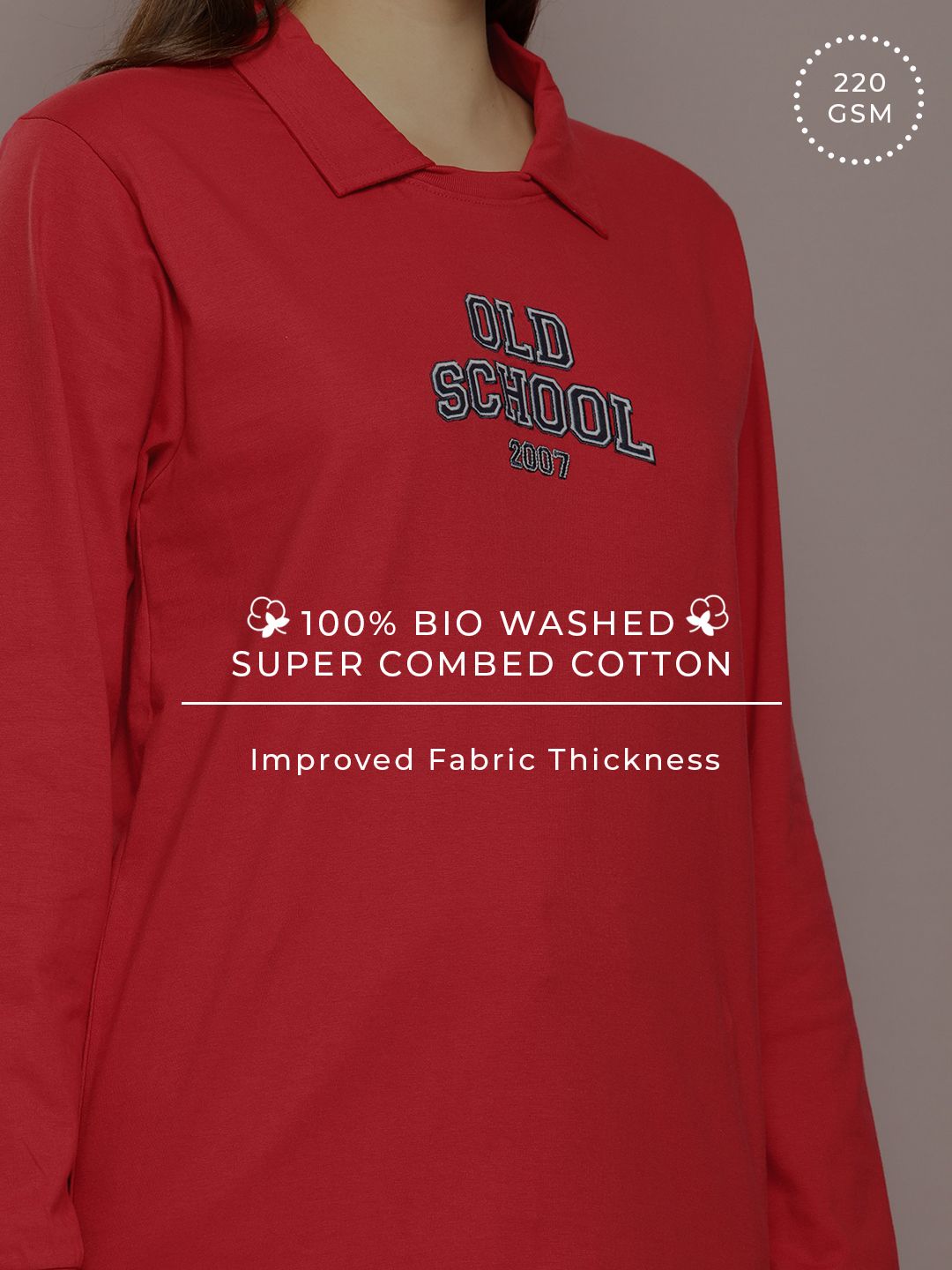 DILLINGER Typography Embroidered Polo Collar Oversized Pure Cotton T-shirt