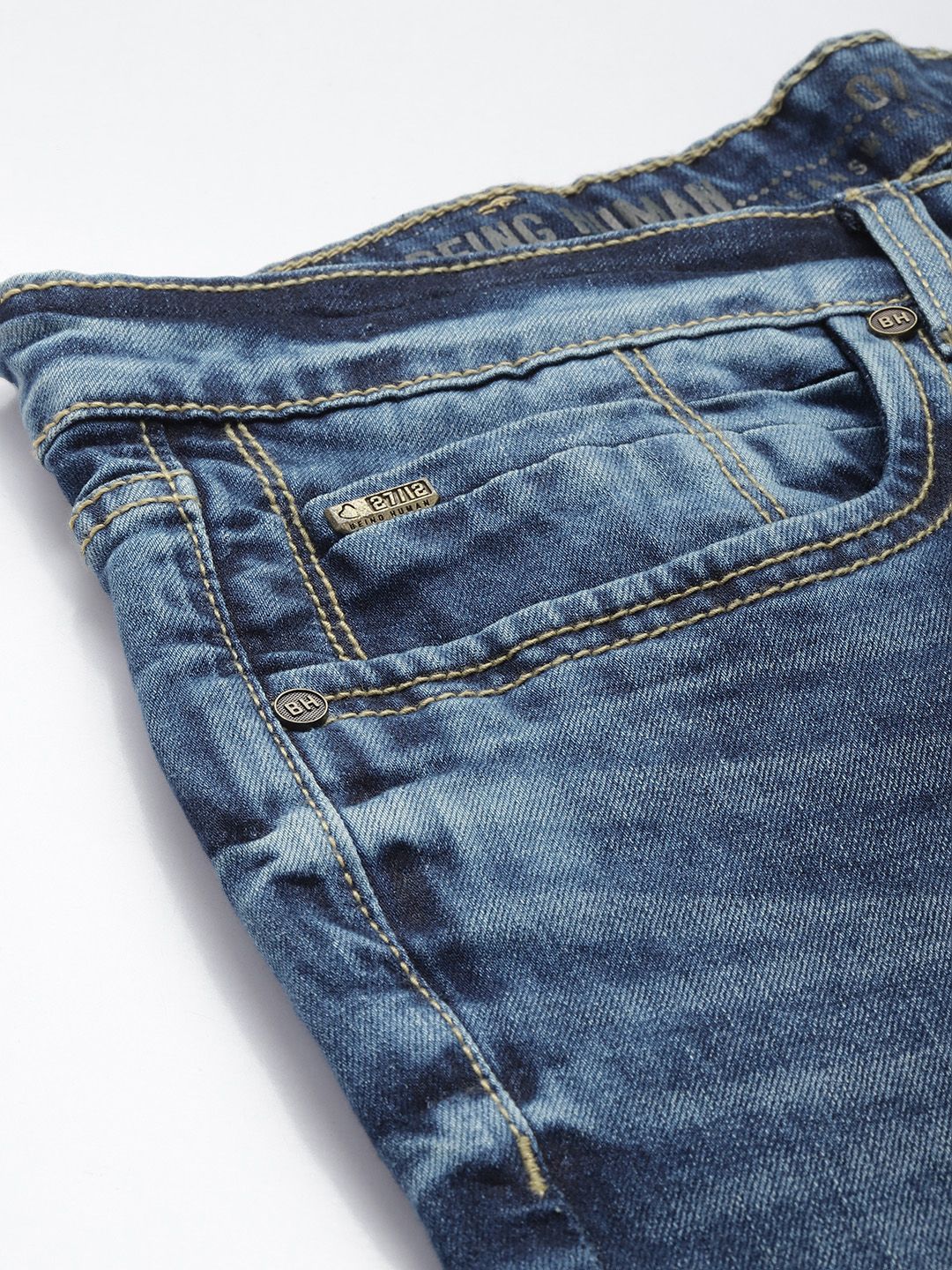 Being Human Men Skinny Fit Heavy Fade Stretchable Jeans