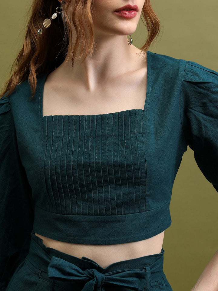Tokyo Talkies Teal Pure Cotton Top With Short Co-Ords
