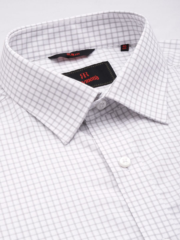 Raymond Pure Cotton Slim Fit Checked Formal Shirt