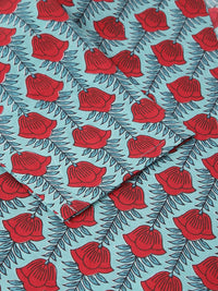 KALINI Ethnic Motifs Printed V-Neck Three-Quarter Sleeves Pure Cotton Tunic & Trousers