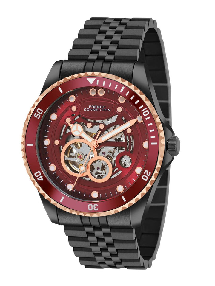 French Connection Men Skeleton Dial & Analogue Automatic Watch FCA19MBM-Maroon