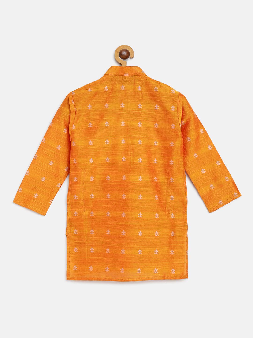 SOJANYA Kurta Lurus Bercorak Etnik Oren & Putih Lelaki