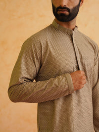 SOJANYA Embroidered Regular Thread Work Pure Cotton Kurta with Churidar