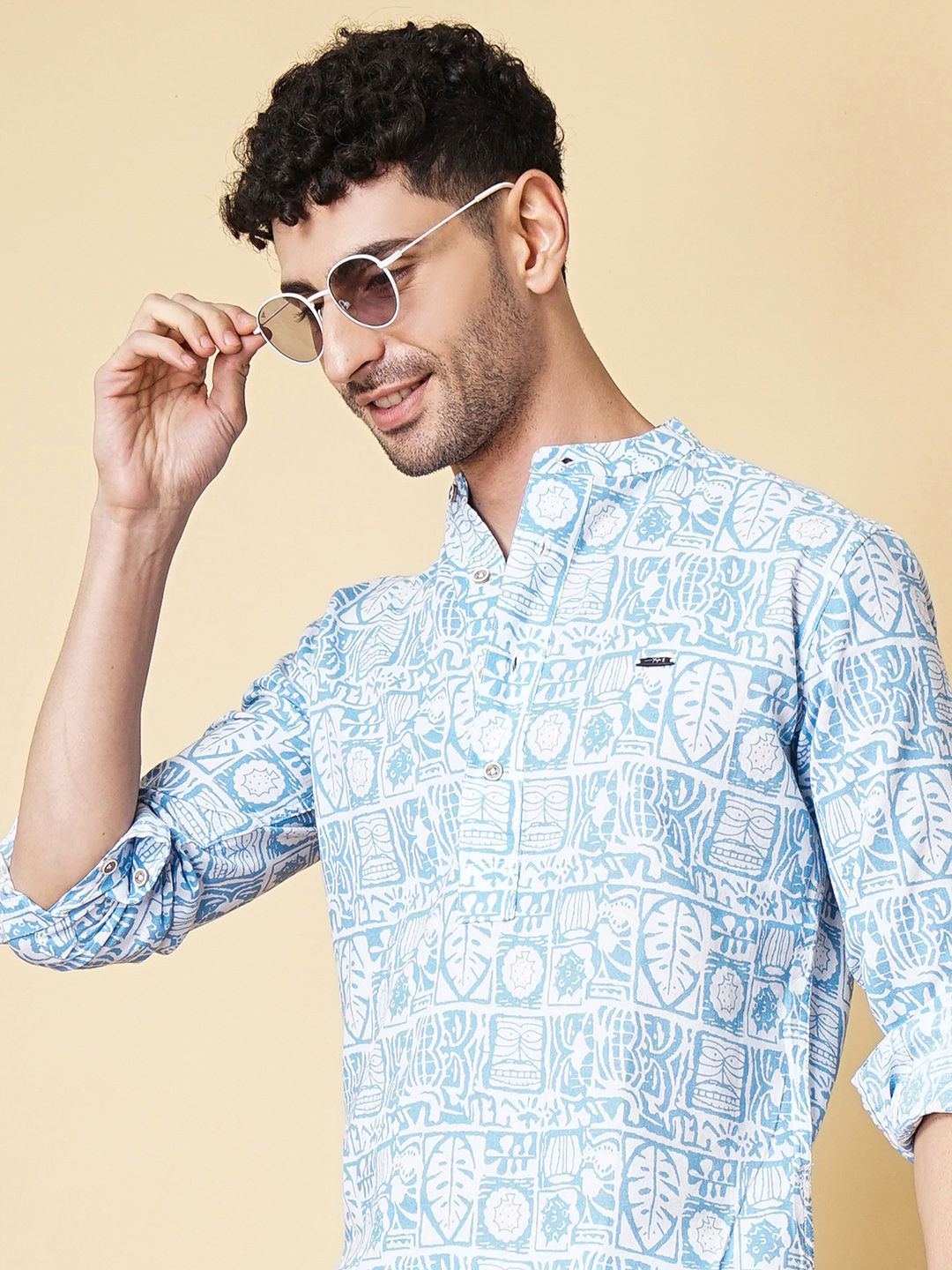 The Indian Garage Co Men Blue Ethnic Motifs Printed Casual Shirt