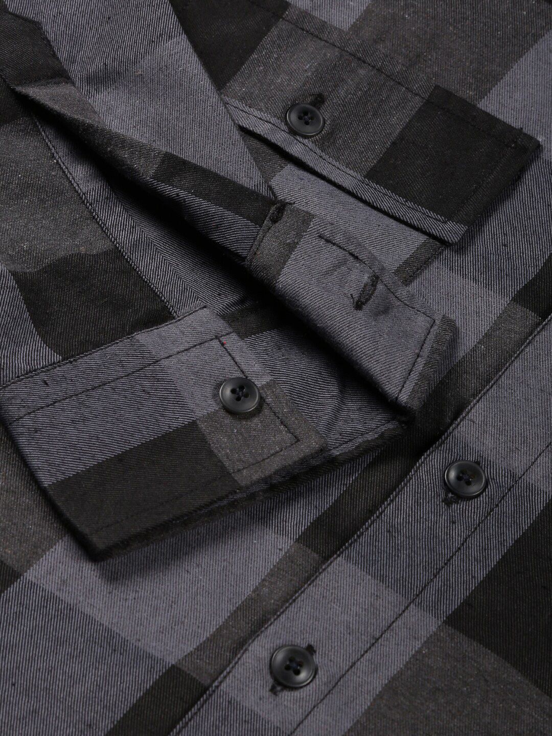 Thomas Scott Classic Buffalo Checked Twill Cotton Shirt
