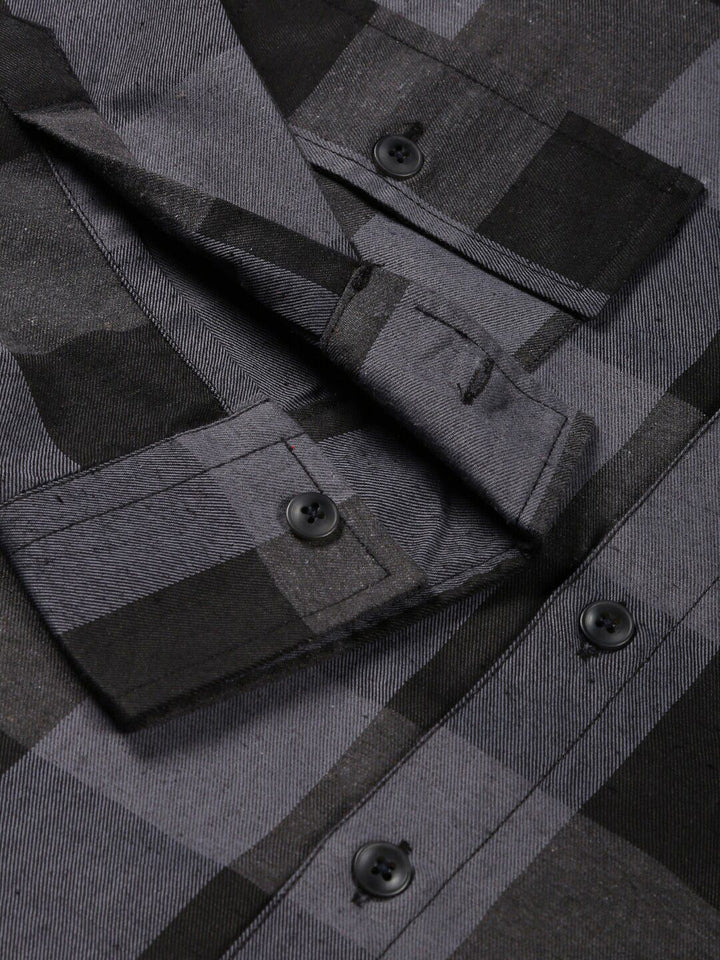 Thomas Scott Classic Buffalo Checked Twill Cotton Shirt
