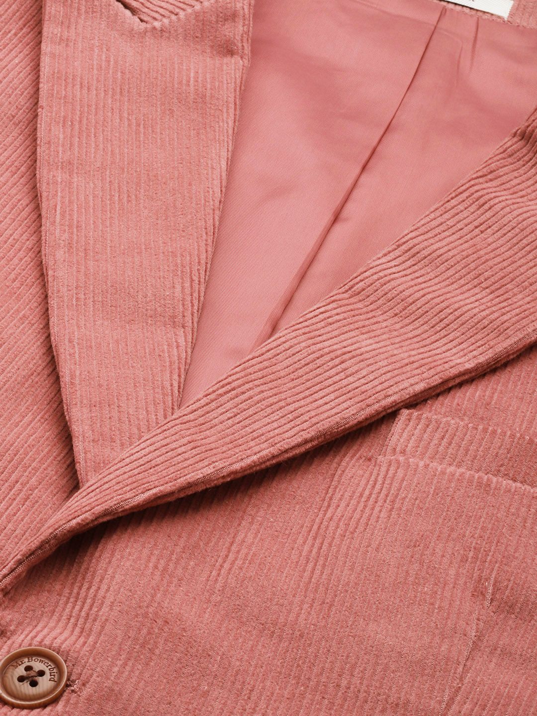 Mr Bowerbird Tailored Fit Peaked Lapel Collar Single Breasted Corduroy Cotton Blazer