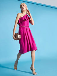 SASSAFRAS Fuchsia A-Line Mini Dress