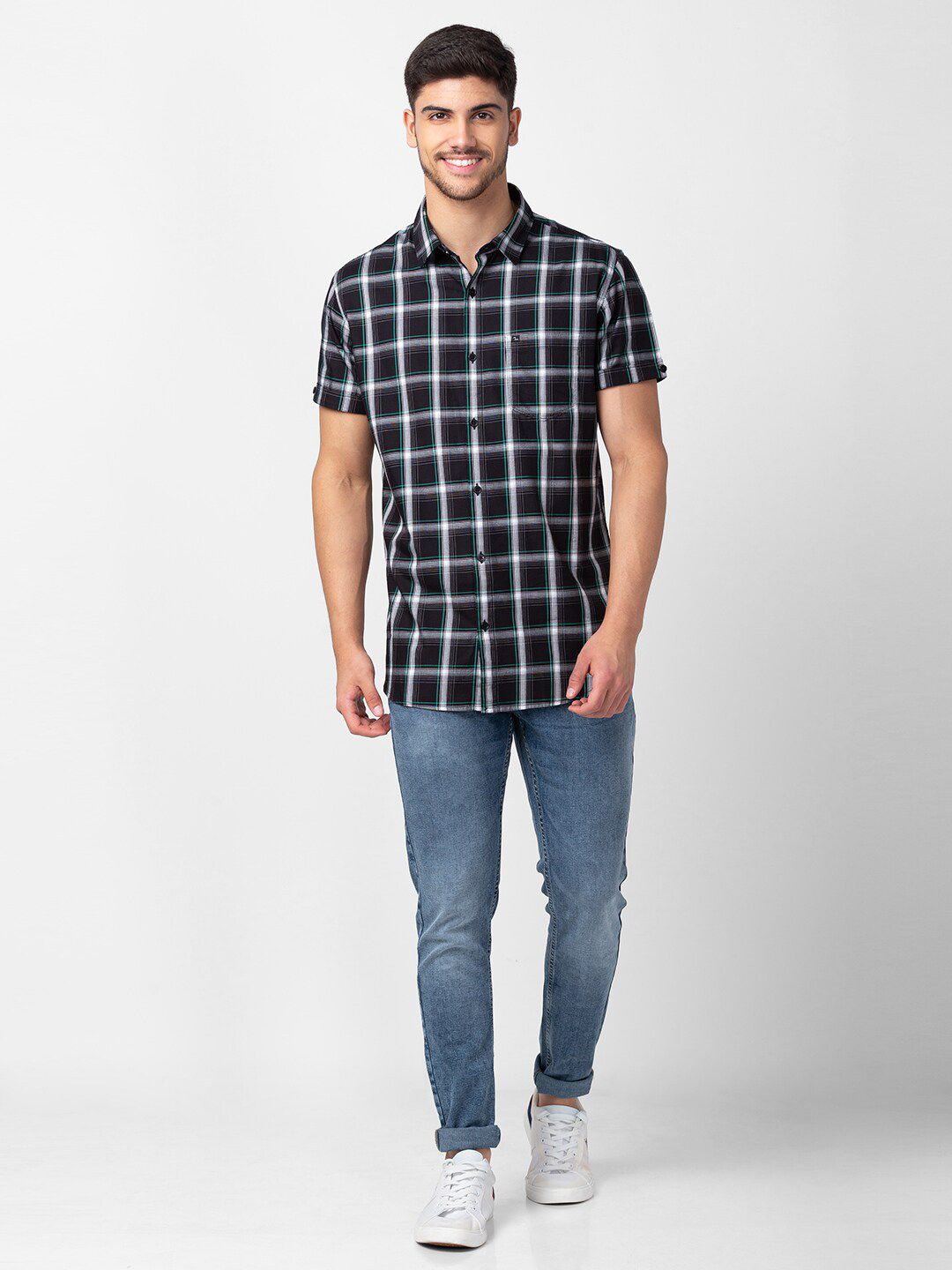 SPYKAR Men Classic Slim Fit Tartan  Checked Cotton Casual Shirt