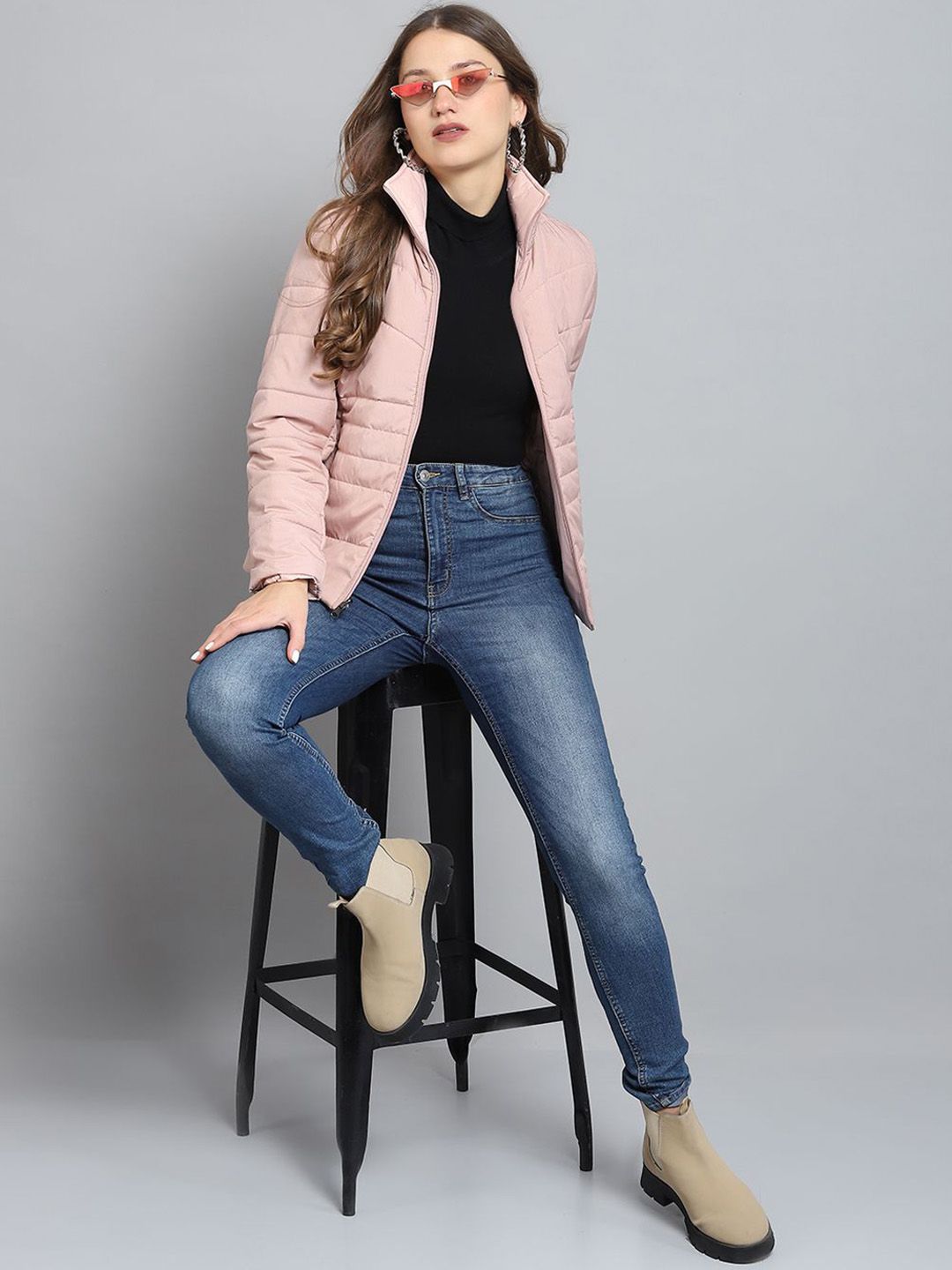 Monte Carlo Women Mock Collar Solid Casual Lightweight Padded Jacket