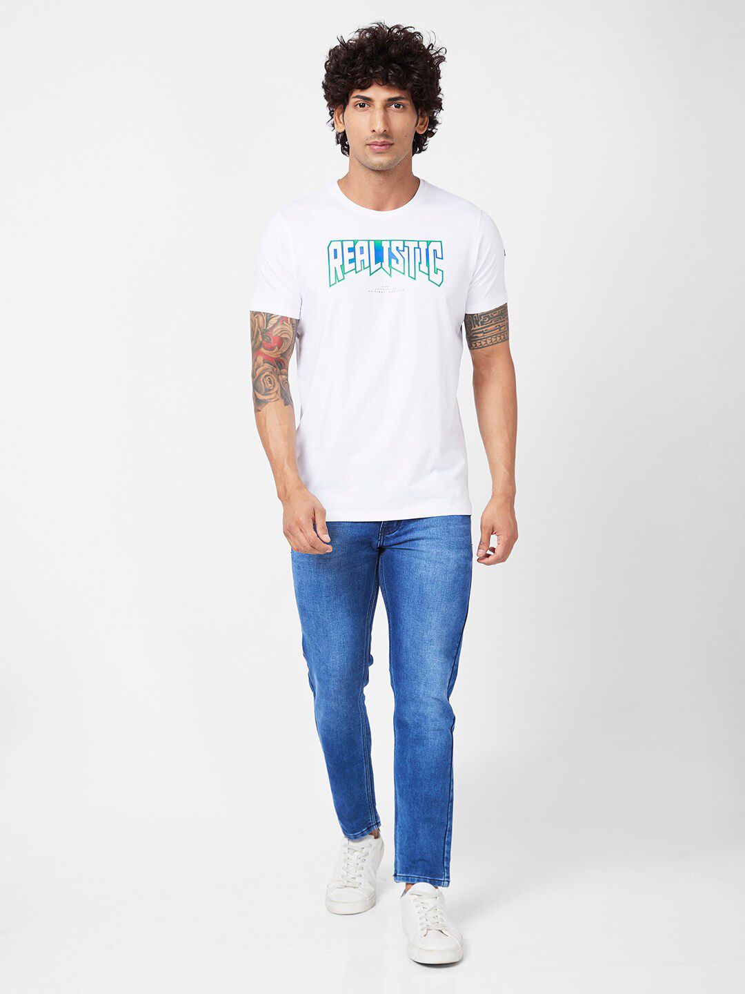 SPYKAR Typography Printed Slim Fit Cotton T-shirt