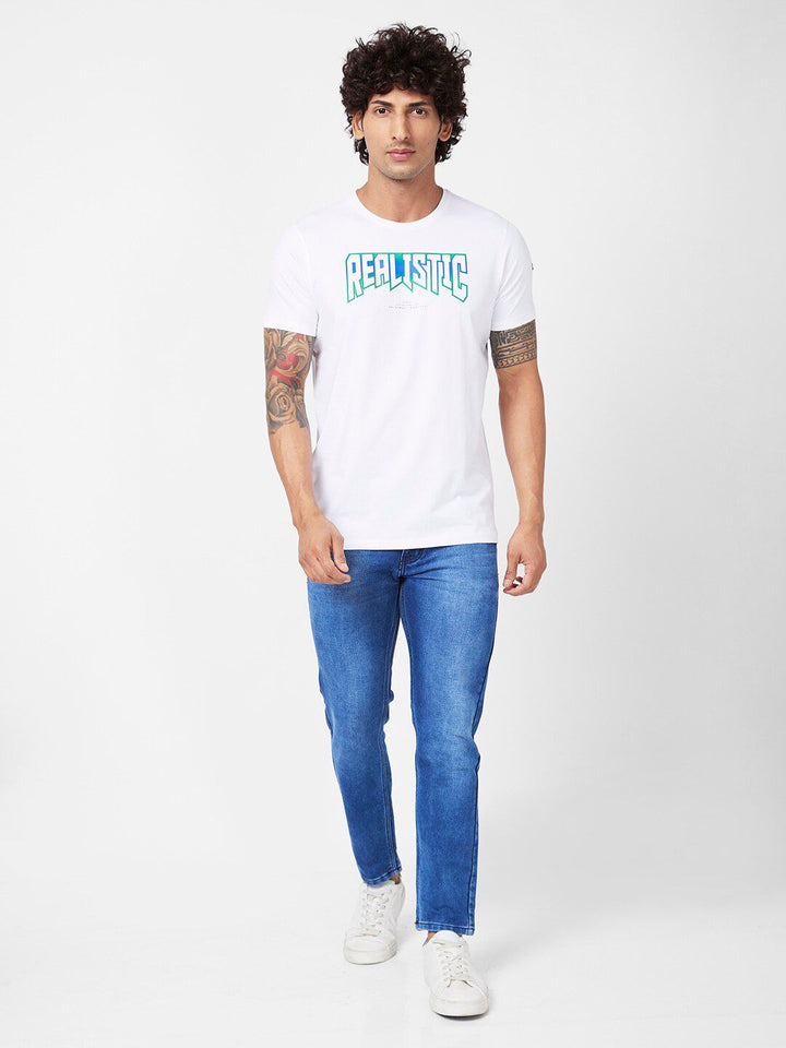 SPYKAR Typography Printed Slim Fit Cotton T-shirt