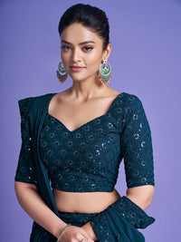 KALINI Embroidered Sequinned Semi-Stitched Lehenga & Unstitched Blouse With Dupatta