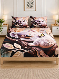 Myntra Elegant Homes Brown & Beige 400 TC King Bedsheet with 2 Pillow Covers
