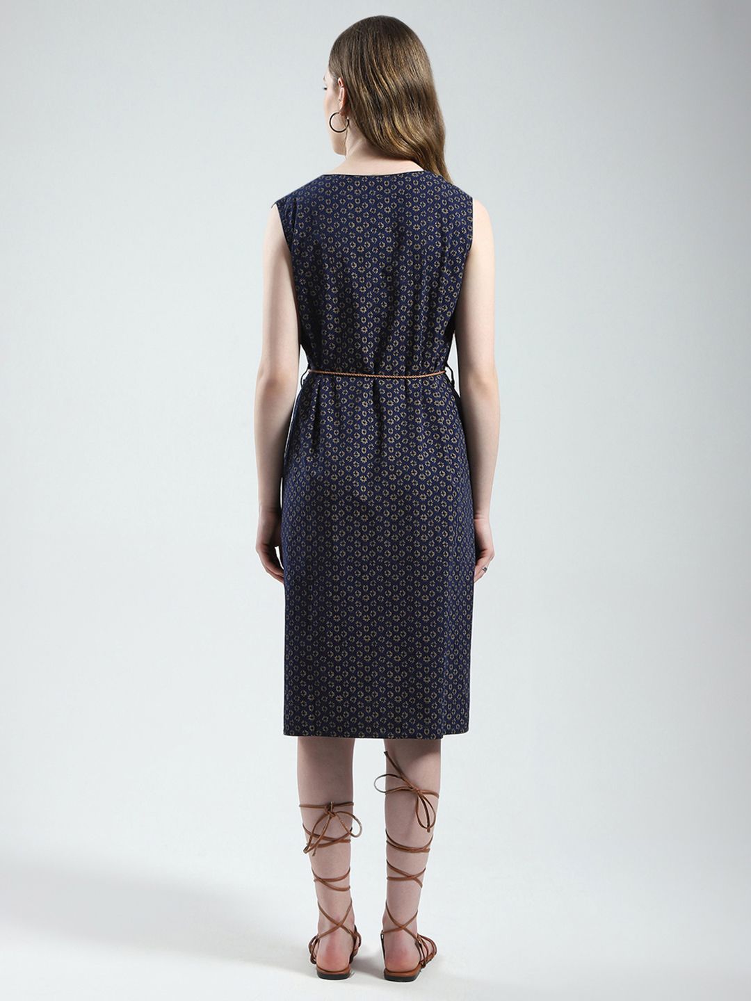 Monte Carlo Floral Print Pure Cotton Sleeveless Shirt Dress
