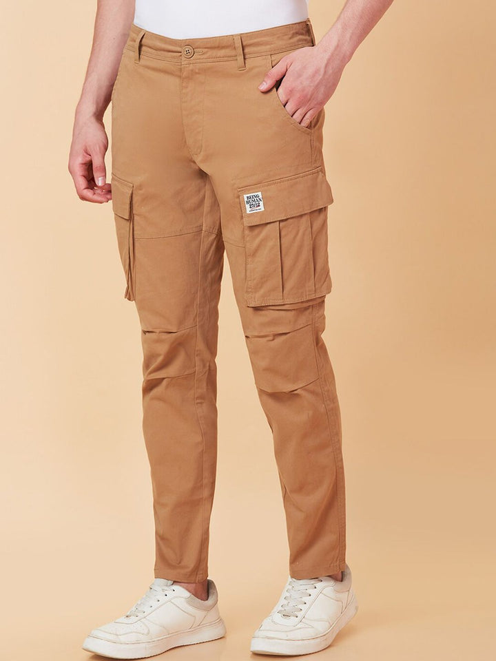 Being Human Men Mid-Rise Plain Cotton Slim Fit Cargos Trouser