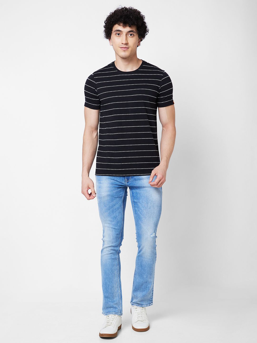 SPYKAR Striped Round Neck Slim Fit T-shirt