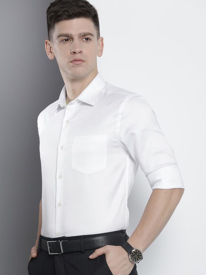 The Indian Garage Co. X Luxe Men Self Design Slim Fit Opaque Formal Shirt
