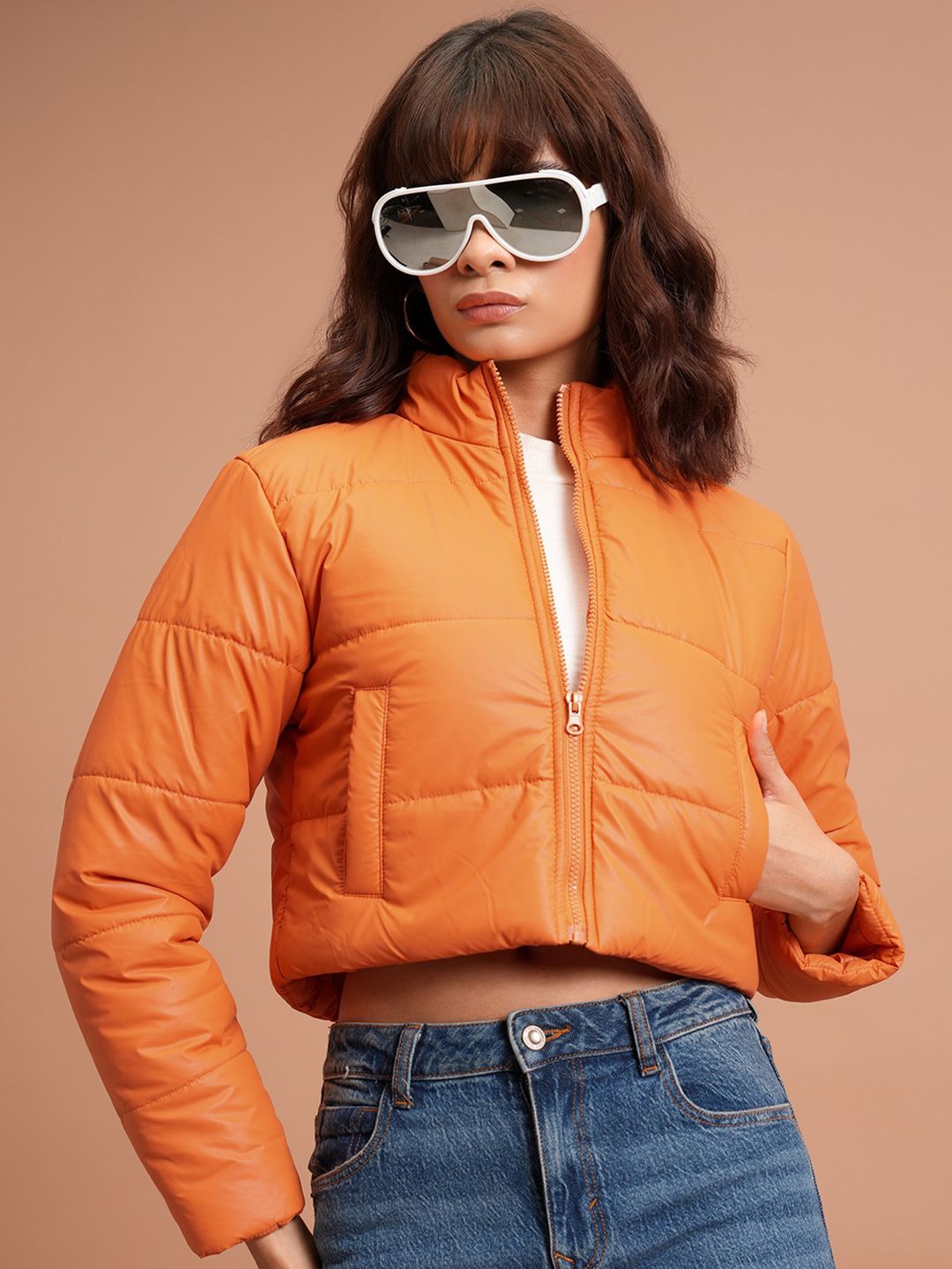 Tokyo Talkies Orange Crop Padded Jacket