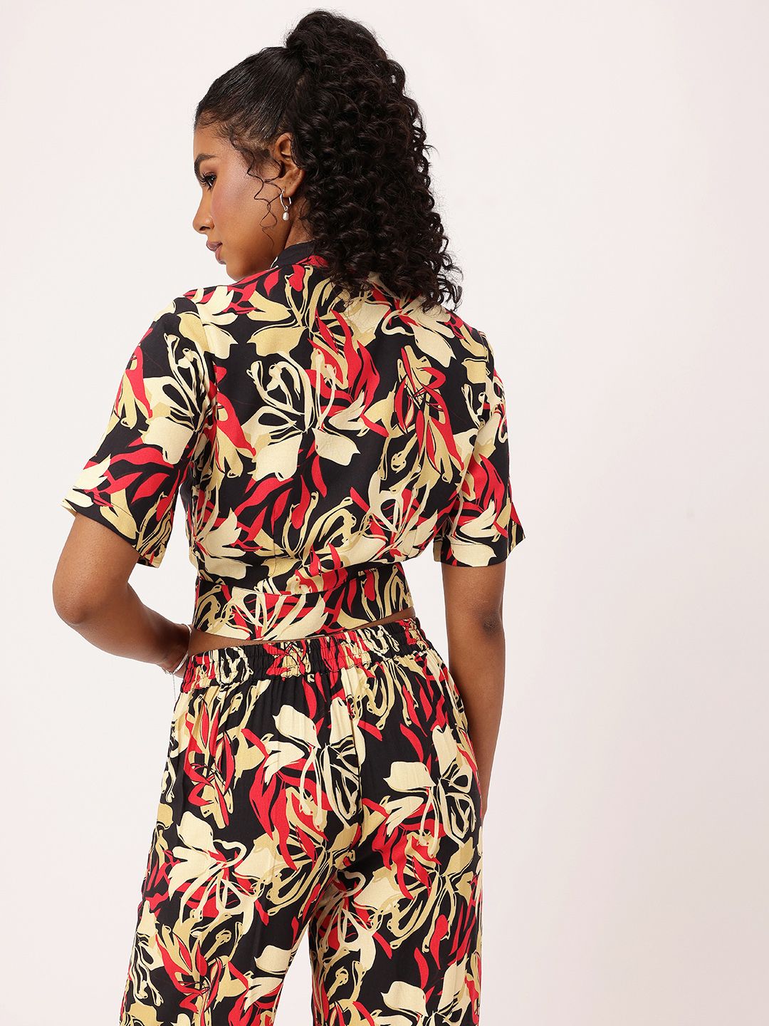 DressBerry Resort Ready Global Groove Shirt Style Crop Top