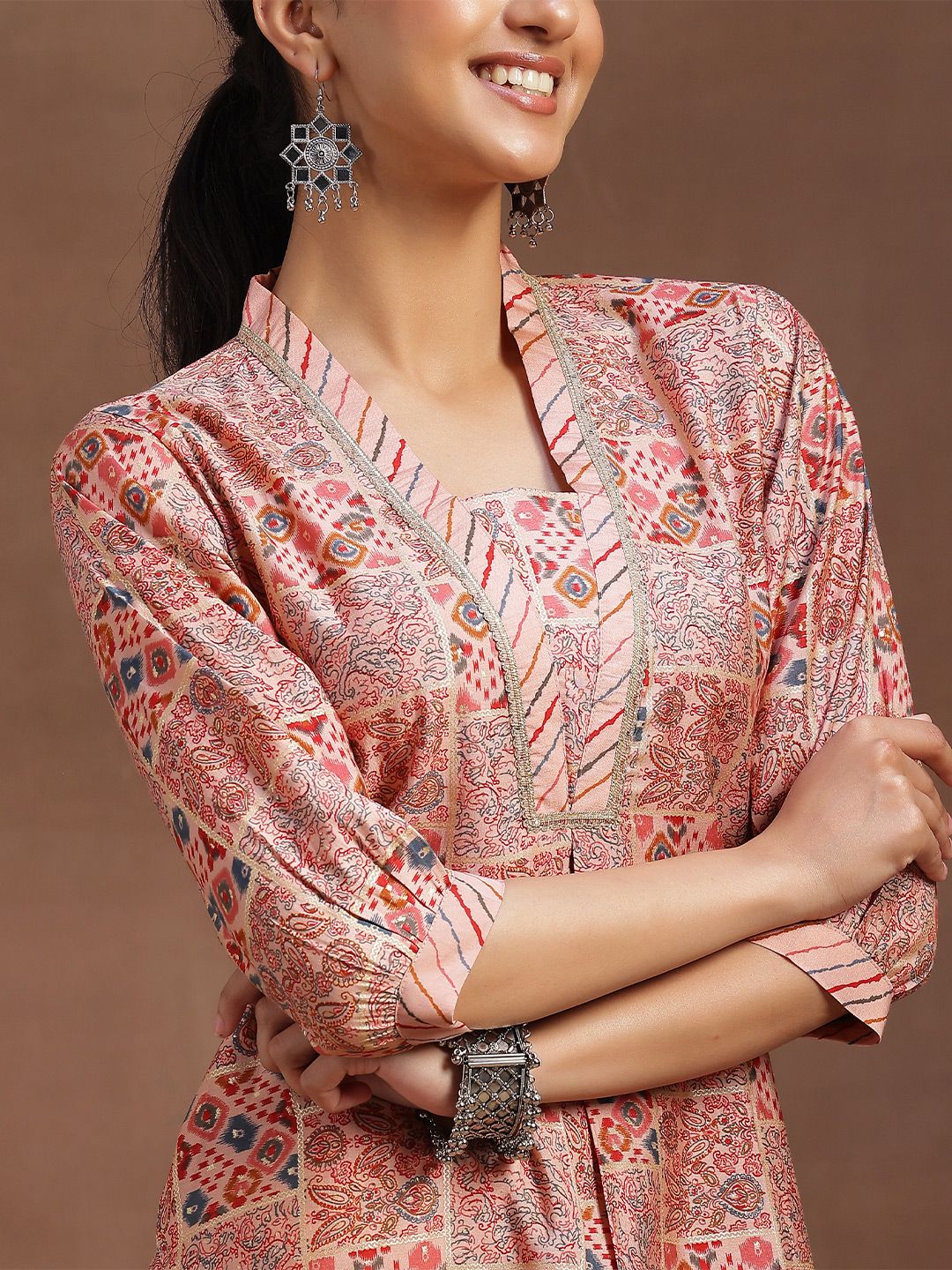 Libas Ethnic Motifs Printed Regular Gotta Patti Kurta with Palazzos