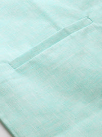 SOJANYA Men Off-White & Blue Solid Kurta with Pyjamas & Nehru Jacket