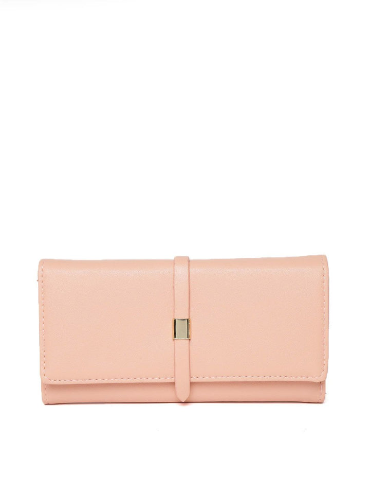 Lino Perros Women Peach-Coloured Solid Three Fold Wallet