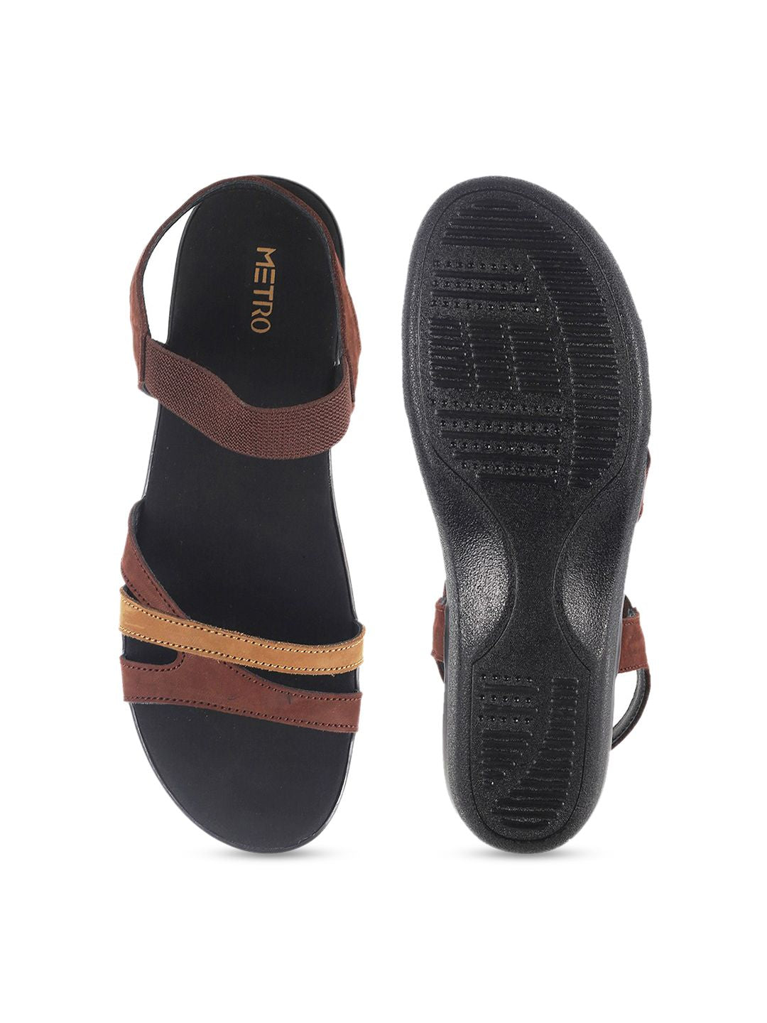 Metro Women Brown Colourblocked Sandals