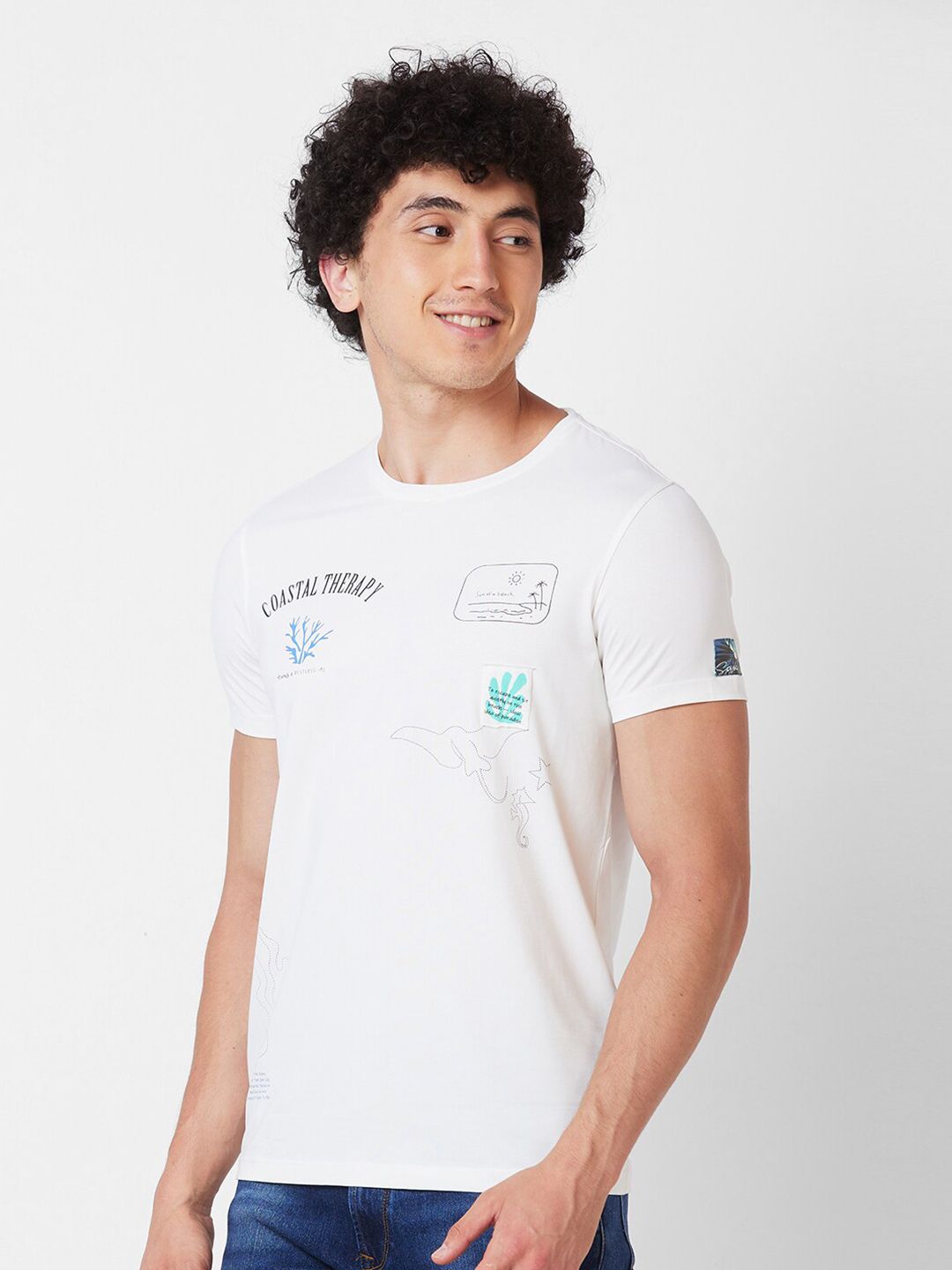 SPYKAR Typography Cotton Slim Fit T-shirt