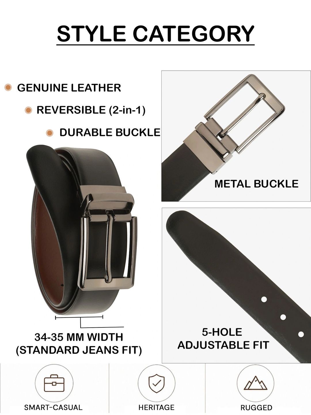 Teakwood Leathers Men Leather Reversible Formal Belt