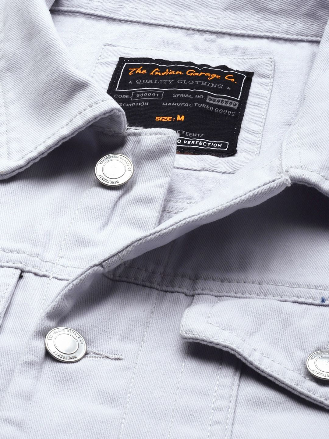 The Indian Garage Co Men Slim Fit Denim Trucker Jacket with Double Flap Pockets