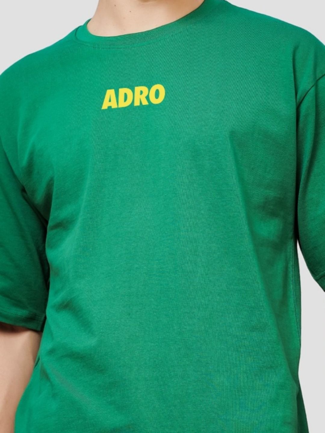 ADRO Lelaki Typography Printed Drop-Shoulder Sleeves Cotton Oversized T-Shirt
