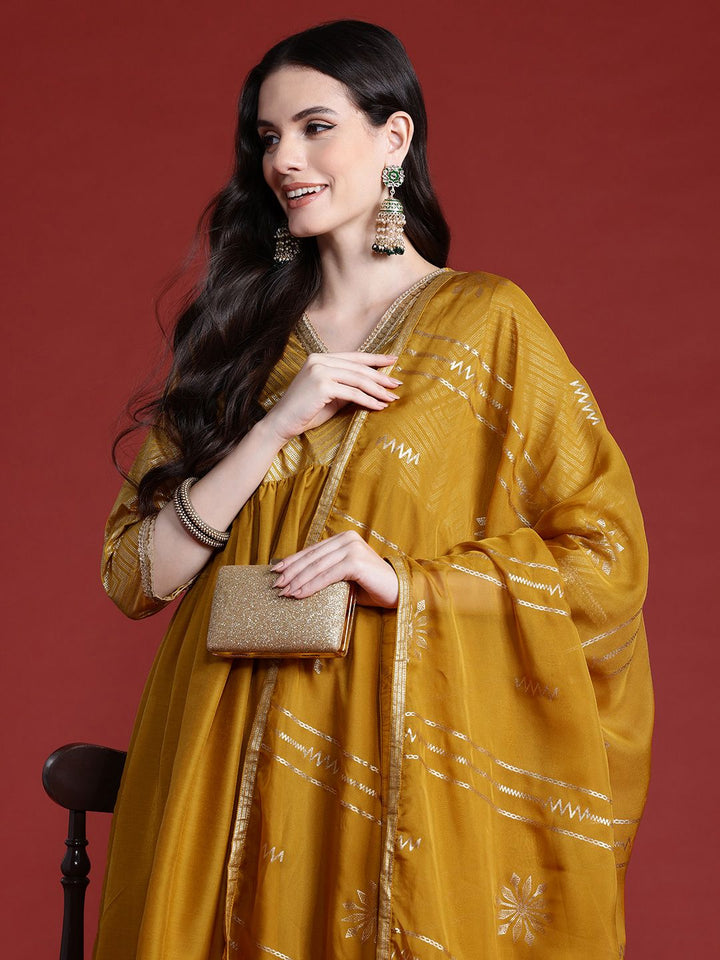 Anouk Printed Panelled Sequinned Kurta with Sharara & Dupatta