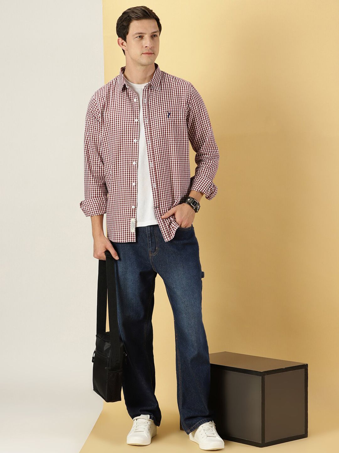 Thomas Scott Classic Slim Fit Gingham Checked Pure Cotton Casual Shirt