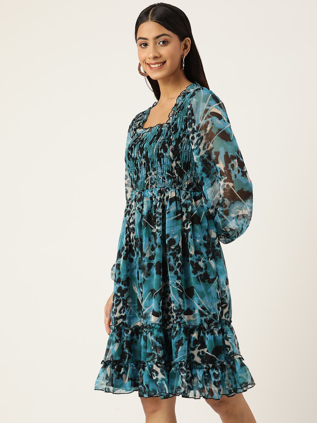 Antheaa Woman Smocked Tiered Dress