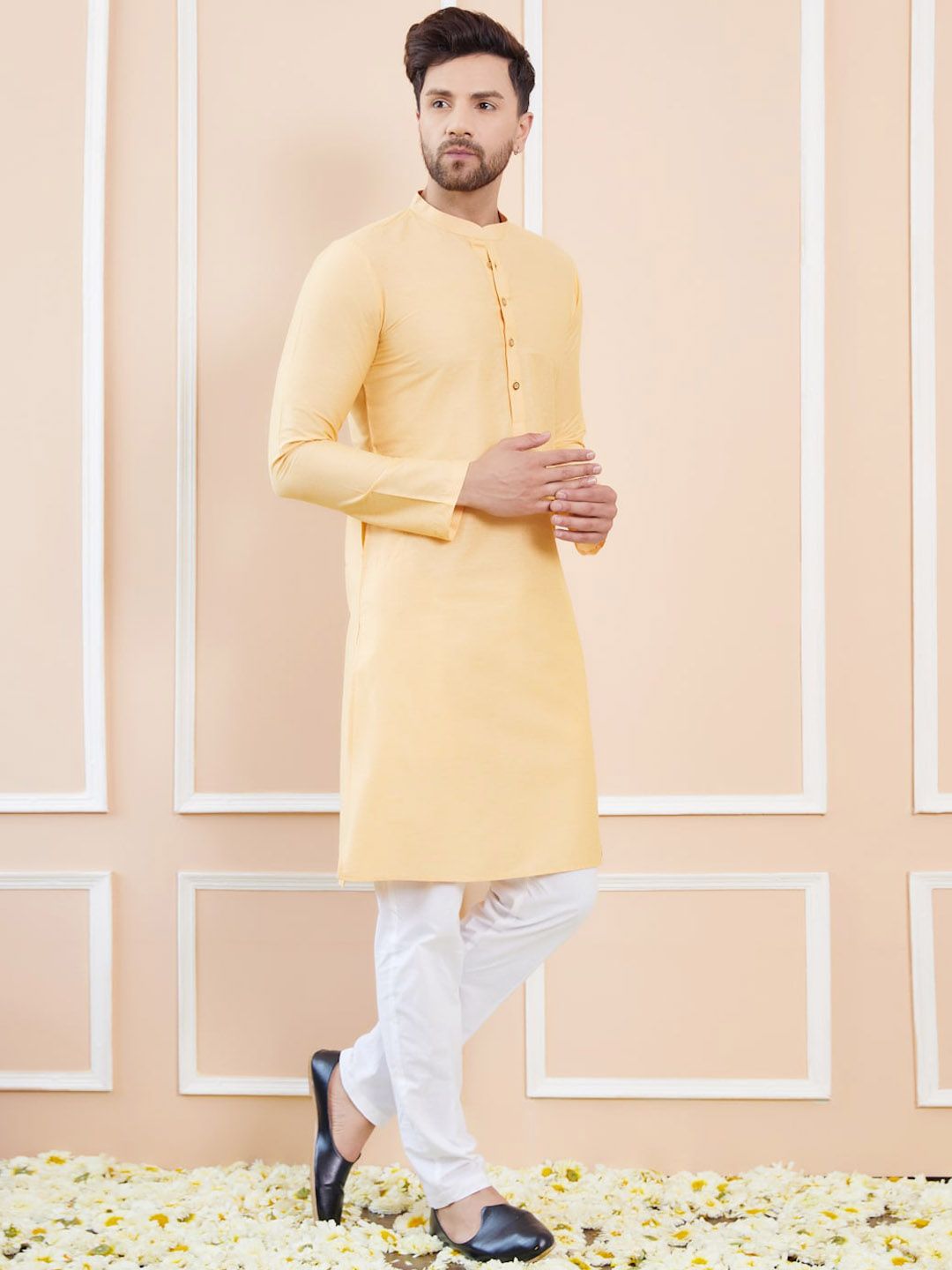 See Designs Mandarin Collar Cotton Straight Kurta