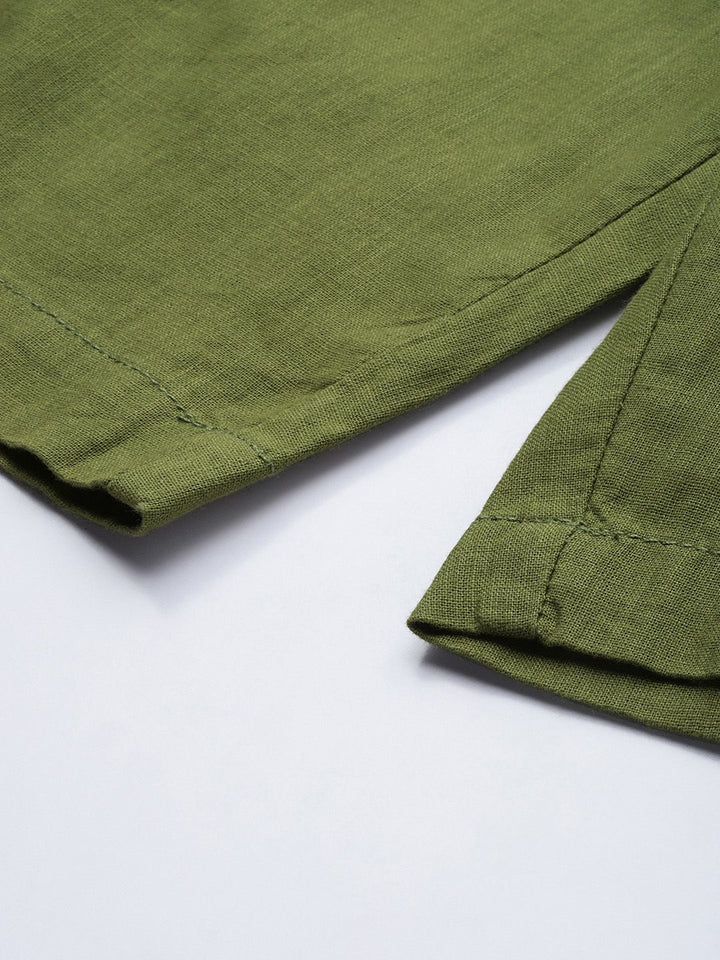 The Indian Garage Co Men Linen Cotton Slim Fit Cargo Shorts