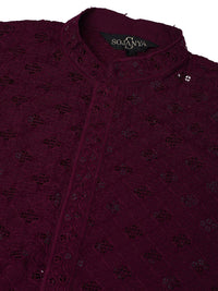 SOJANYA Kurta Kapas Tulen Kolar Mandarin Dihiasi