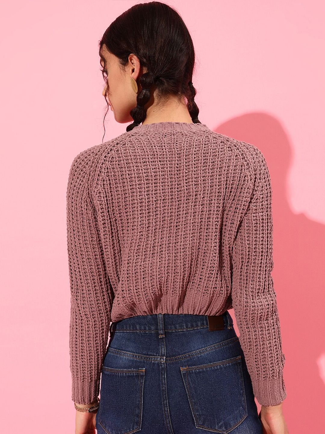 STREET 9 Women Mauve Cable Knit Sweater