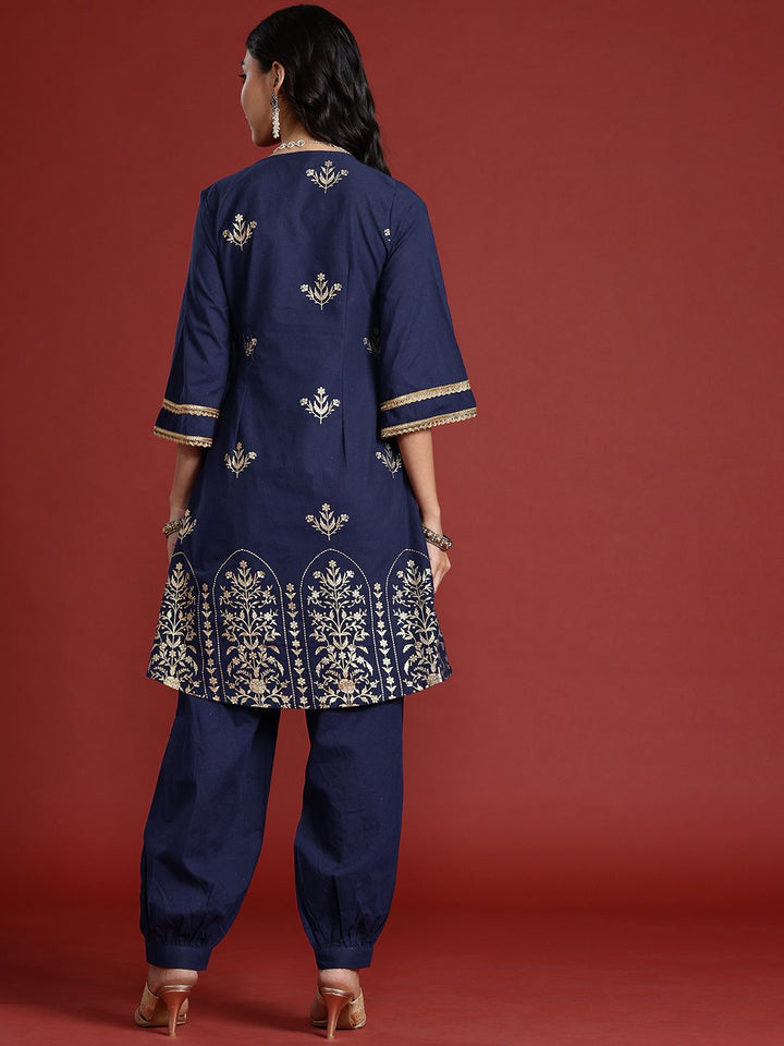 Anouk Foil Print Angrakha Gotta Patti Pure Cotton Kurta with Salwar