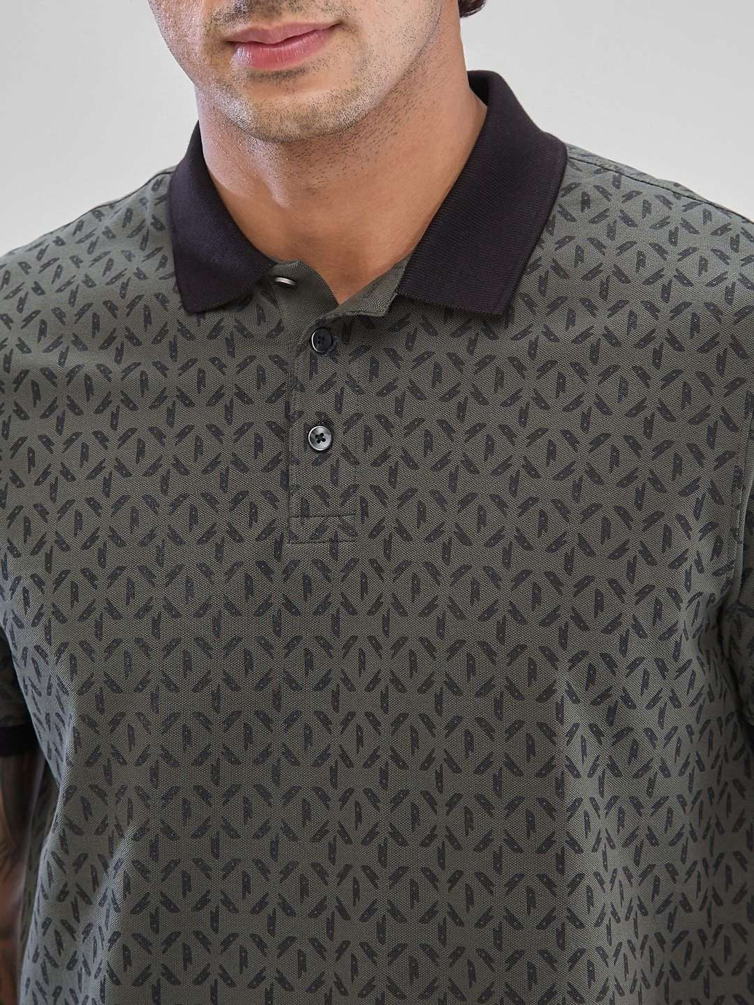 SPYKAR Men Geometric Printed Polo Collar Slim Fit T-shirt