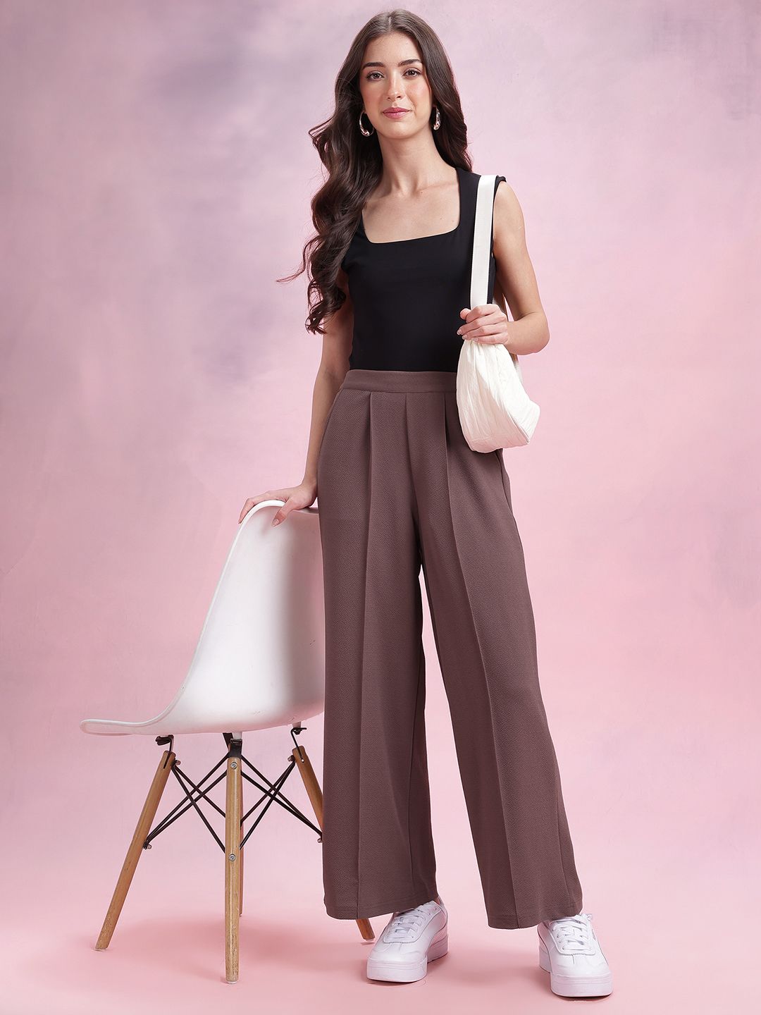DressBerry Women Flared Pleated Trousers