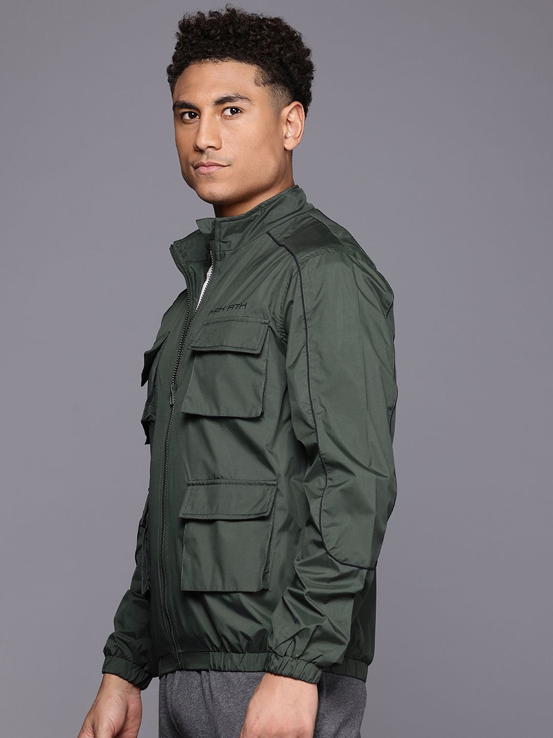 HRX by Hrithik Roshan Longline Cargo-Style Tailored Jacket