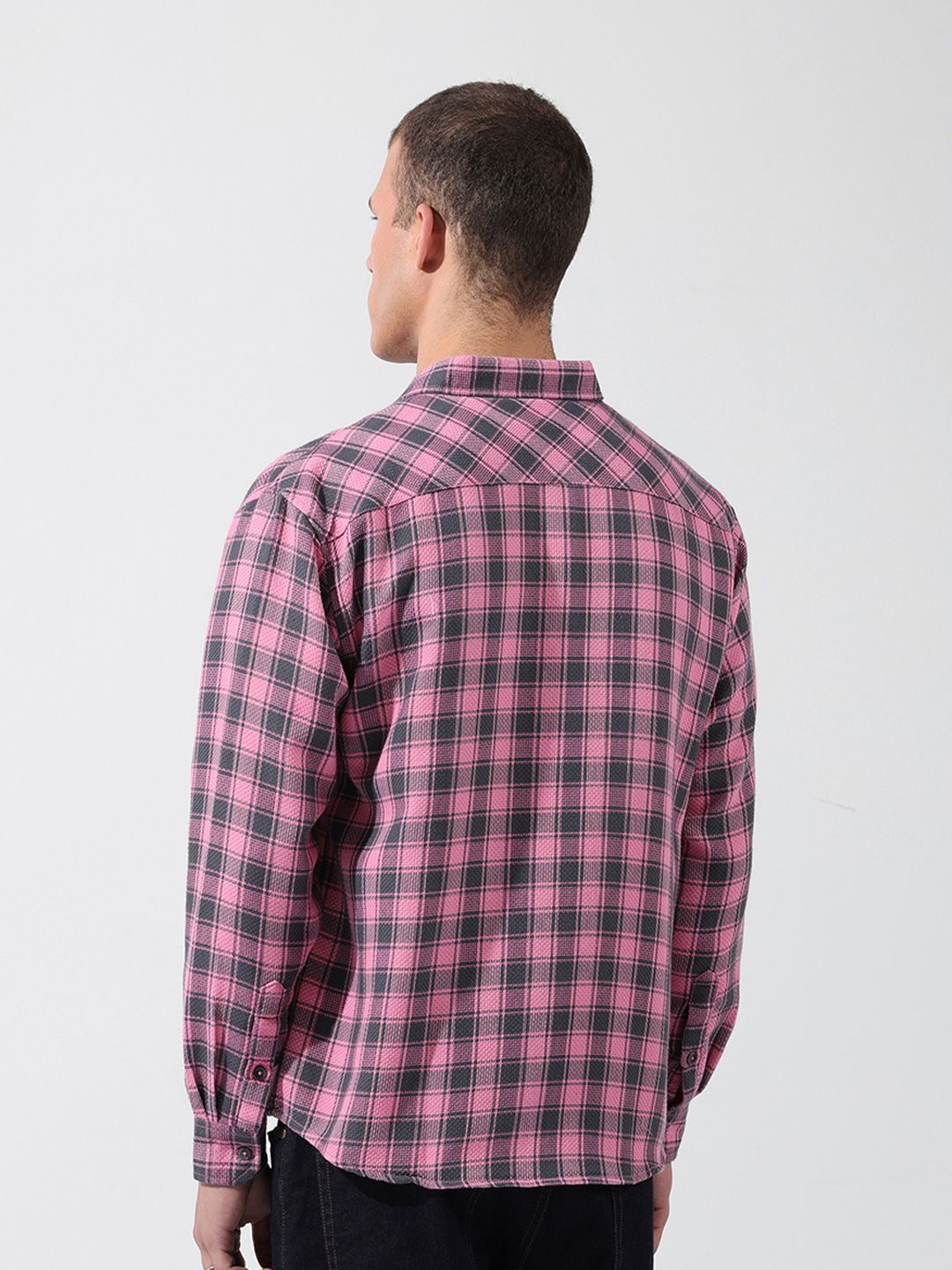 The Indian Garage Co Men Relaxed Fit Checkered Dobby Casual Shirt