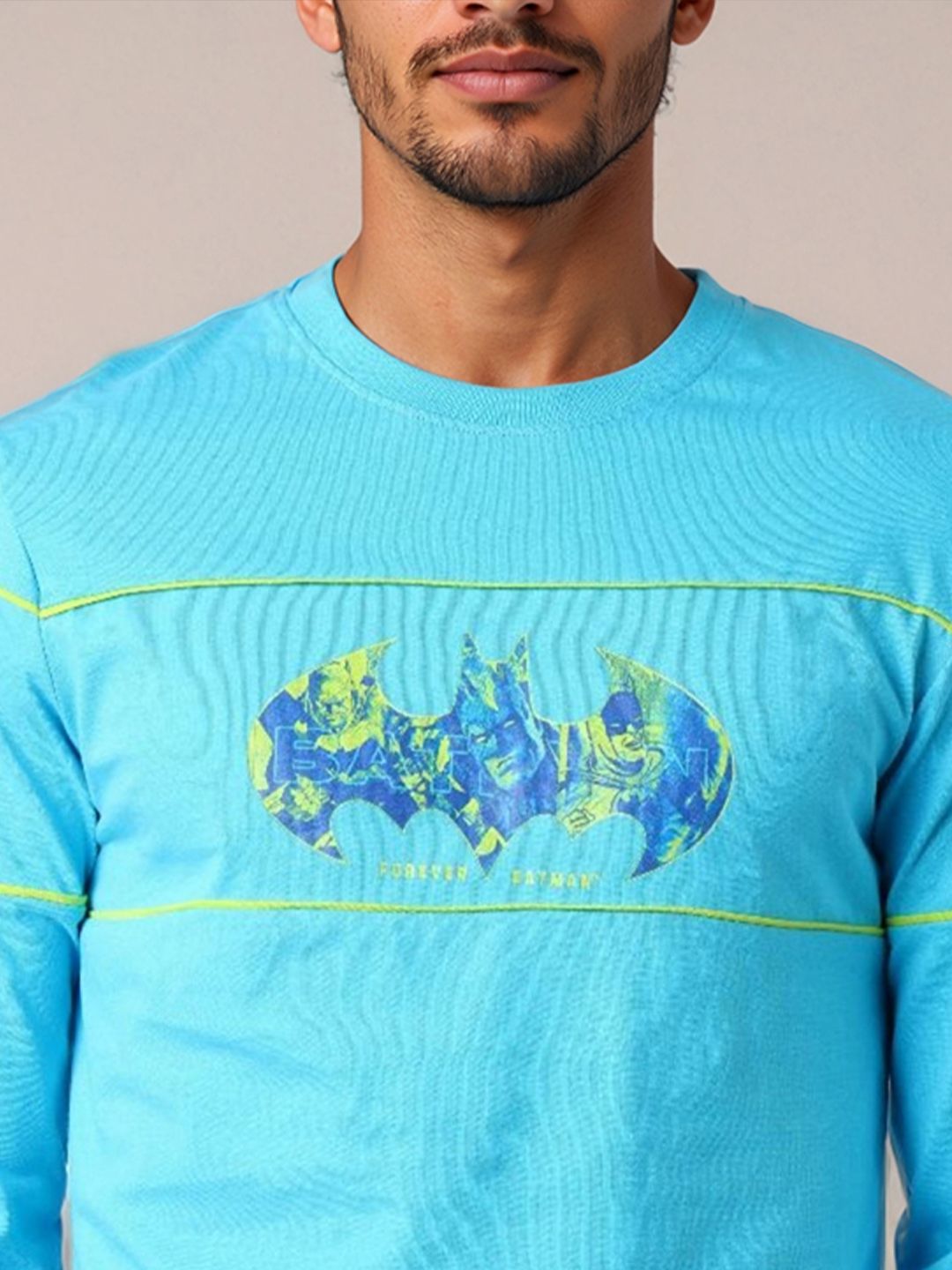 The Indian Garage Co Men Batman Graphic Printed Round Neck Cotton Slim Fit T-shirt