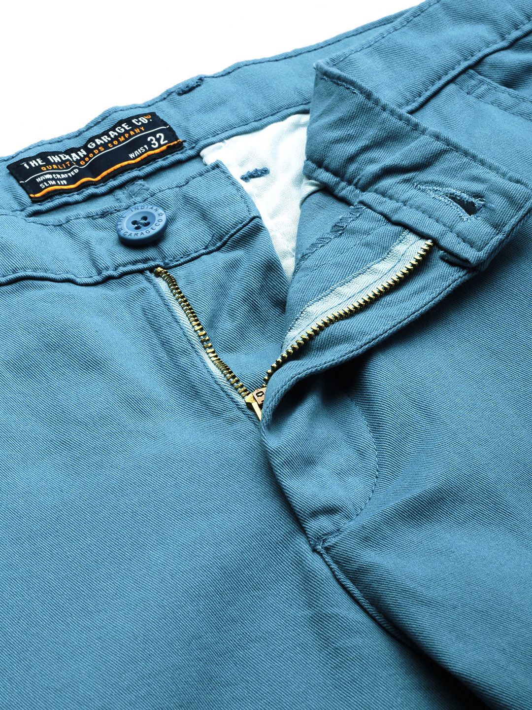 The Indian Garage Co Men Blue Slim Fit Cargos Trousers